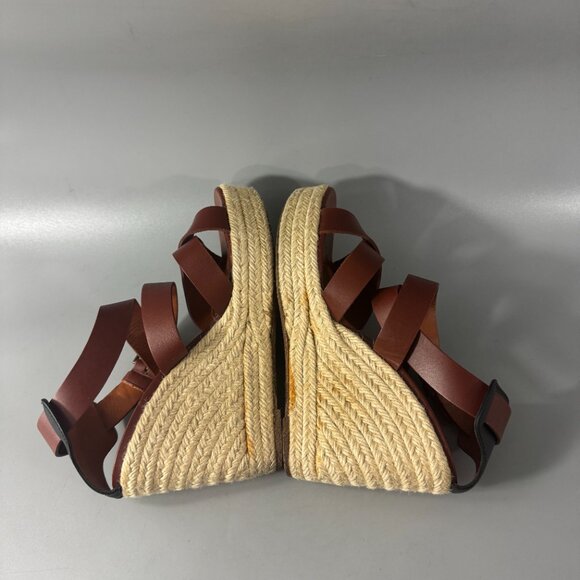 Lanvin Brown Espadrille Wedge Heel Platform Sandals, Size 37 - Picture 9 of 15